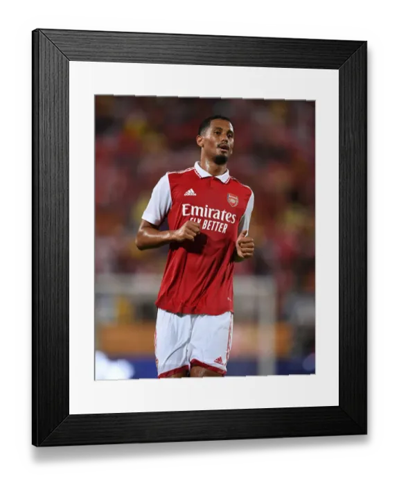 Framed Print : Arsenal's William Saliba Faces Off Against Chelsea in Florida Cup Showdown