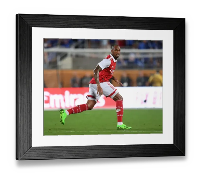 Framed Print : Arsenal's Gabriel Goes Head-to-Head with Chelsea in Florida Cup Showdown