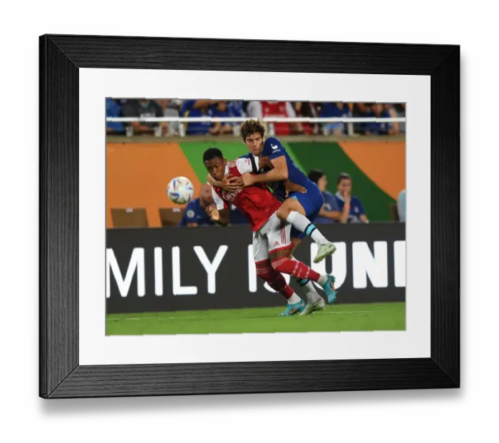 Framed Print : Arsenal vs. Chelsea: Marquinhos Fouls Marcos Alonso - Florida Cup 2022-23