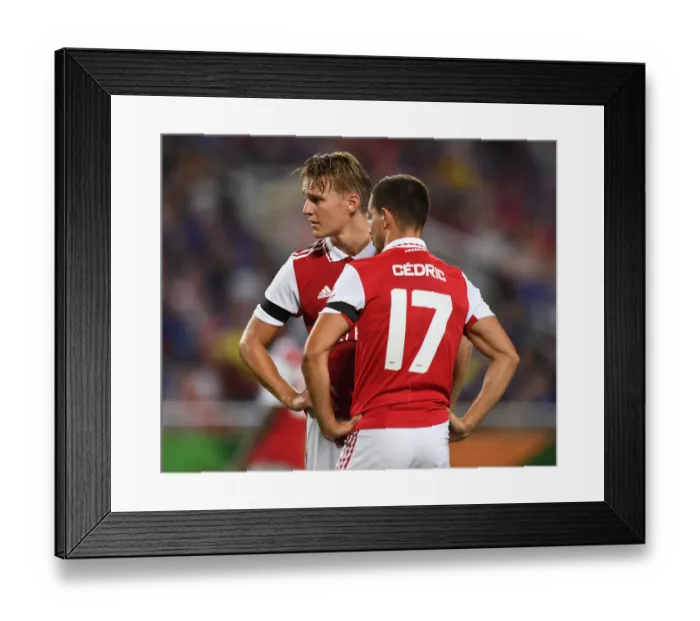 Framed Print : Arsenal vs. Chelsea: A Star-Studded Clash in the Florida Cup 2022-23 - Odegaard vs. Cedric