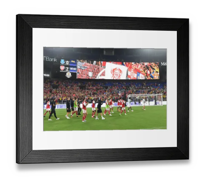 Framed Print : Arsenal and Everton Players Wave to Fans after Pre-Season Friendly in Baltimore Framed Print : Arsenal and Everton Players Wave to Fans after Pre-Season Friendly in Baltimore