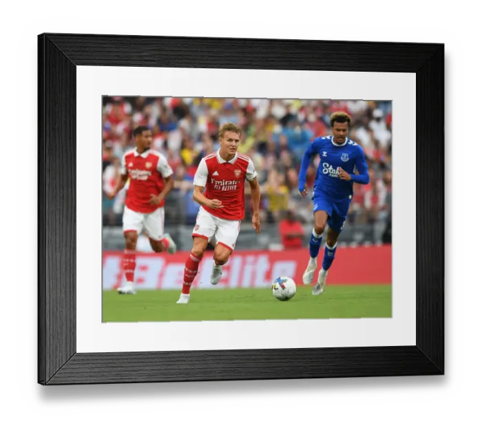 Framed Print : Arsenal's Martin Odegaard Breaks Past Everton's Dele in Pre-Season Clash, 2022-23