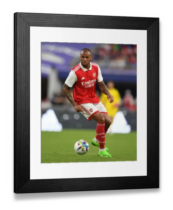 Framed Print : Arsenal's Gabriel Faces Everton in Pre-Season Showdown