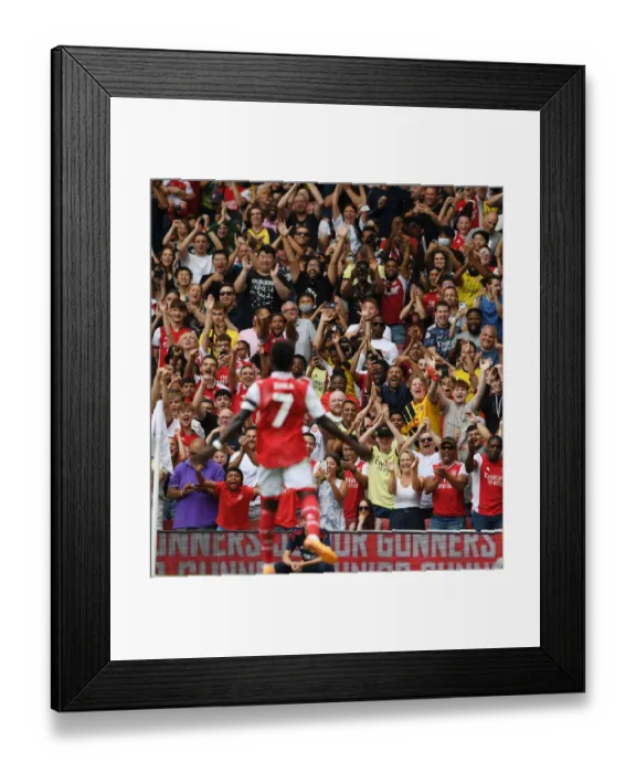 Framed Print : Arsenal's Bukayo Saka Scores Fourth Goal in Emirates Cup 2022: Fans Erupt in Celebration! Framed Print : Arsenal's Bukayo Saka Scores Fourth Goal in Emirates Cup 2022: Fans Erupt in Celebration!
