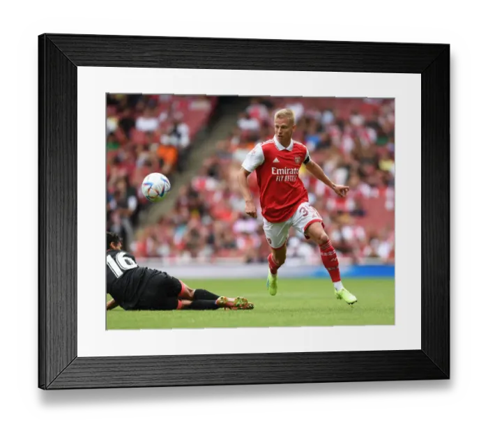 Framed Print : Arsenal vs Sevilla: Emirates Cup 2022 - Oleksandr Zinchenko in Action