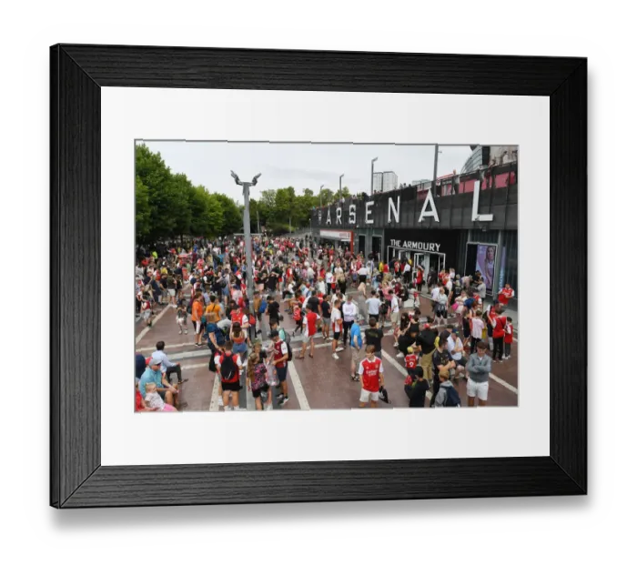 Framed Print : Thousands of Arsenal Fans Gather Outside Emirates Stadium for Arsenal vs Sevilla Pre-Season Match, London 2022 Framed Print : Thousands of Arsenal Fans Gather Outside Emirates Stadium for Arsenal vs Sevilla Pre-Season Match, London 2022