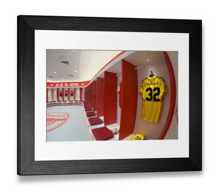 Framed Print : Arsenal Changing Room: Aaron Ramsdale's Shirt Before Arsenal vs Sevilla (Emirates Cup 2022)
