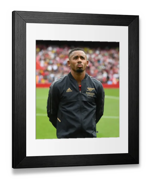 Framed Print : Arsenal's Gabriel Jesus Gears Up for Arsenal v Sevilla: Emirates Cup 2022