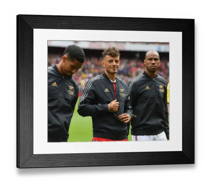 Framed Print : Arsenal's Ben White Prepares for Action Against Sevilla in Emirates Cup 2022