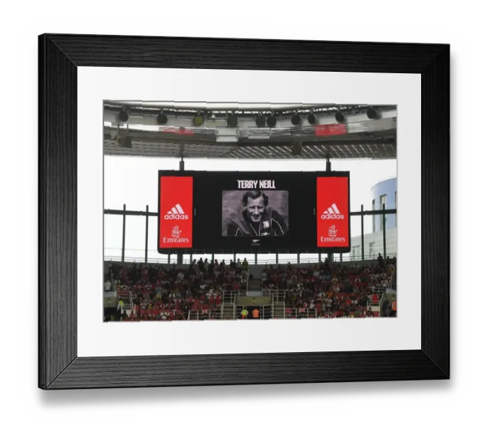 Framed Print : Arsenal Honors Terry Neill with Emirates Cup Minutes Applause Framed Print : Arsenal Honors Terry Neill with Emirates Cup Minutes Applause