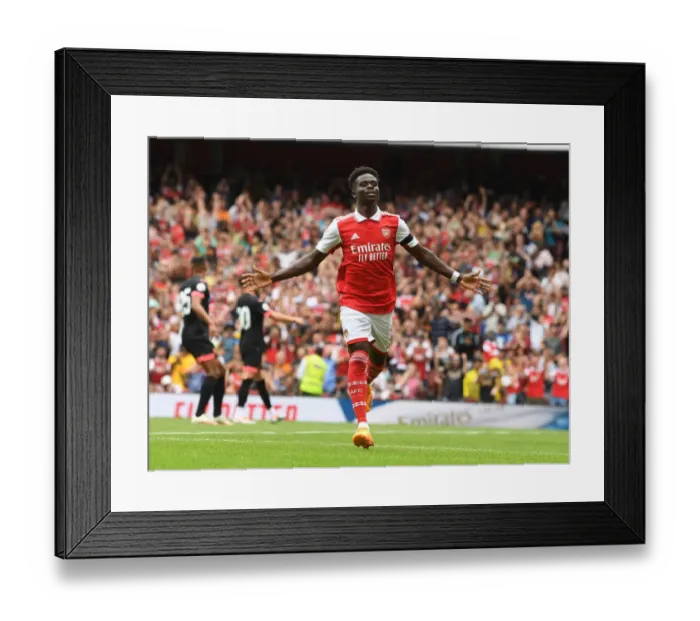 Framed Print : Bukayo Saka Scores First Goal: Arsenal Wins Emirates Cup Against Sevilla