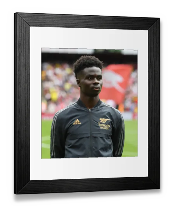 Framed Print : Arsenal's Bukayo Saka Gears Up for Arsenal v Sevilla Pre-Season Friendly Framed Print : Arsenal's Bukayo Saka Gears Up for Arsenal v Sevilla Pre-Season Friendly