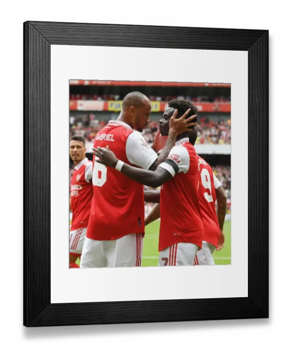 Framed Print : Bukayo Saka Scores First Goal: Arsenal Defeats Sevilla in Emirages Cup