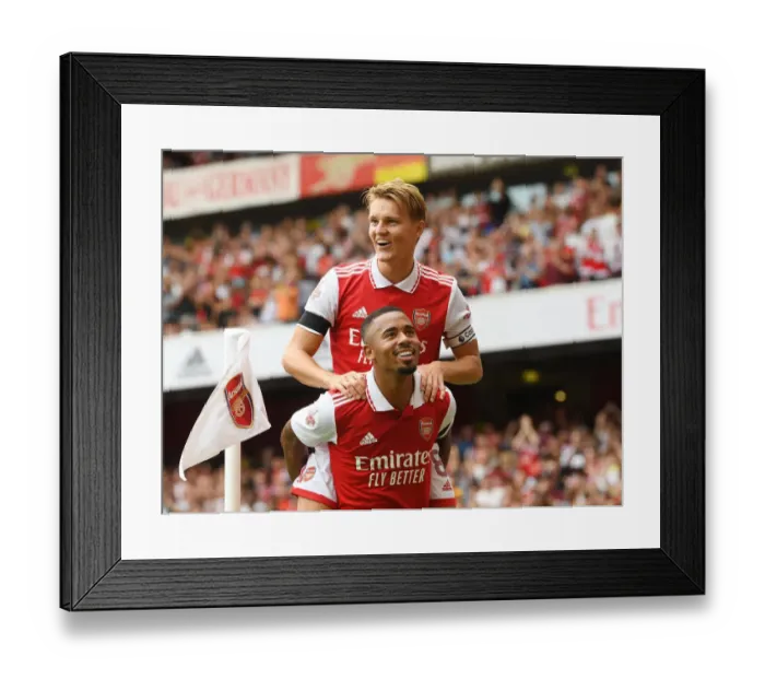 Framed Print : Arsenal's Gabriel Jesus and Martin Odegaard Celebrate Goals in Emirates Cup Match against Sevilla (2022) Framed Print : Arsenal's Gabriel Jesus and Martin Odegaard Celebrate Goals in Emirates Cup Match against Sevilla (2022)