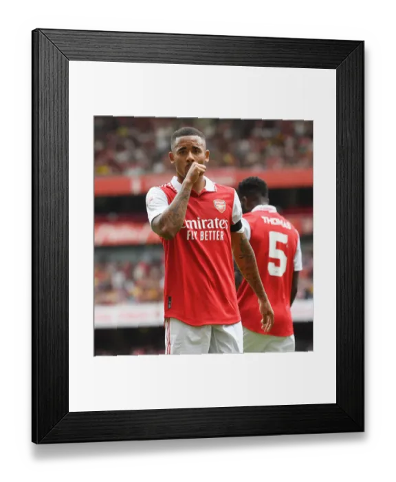 Framed Print : Gabriel Jesus Scores: Arsenal Takes the Lead in Emirates Cup Match against Sevilla