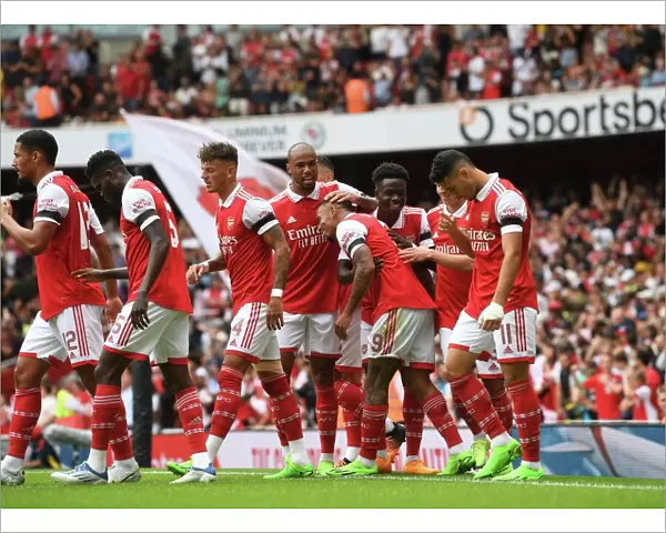 Arsenal Celebrate Third Goal Against Sevilla in Emirates Cup 2022