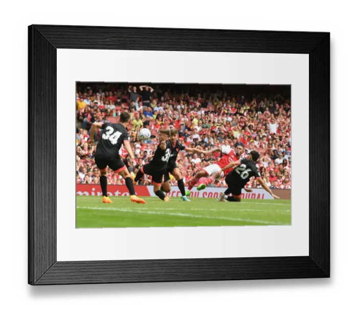 Framed Print : Arsenal's Gabriel Jesus Scores Stunning Fifth Goal in Emirates Cup Victory over Sevilla (5-1)