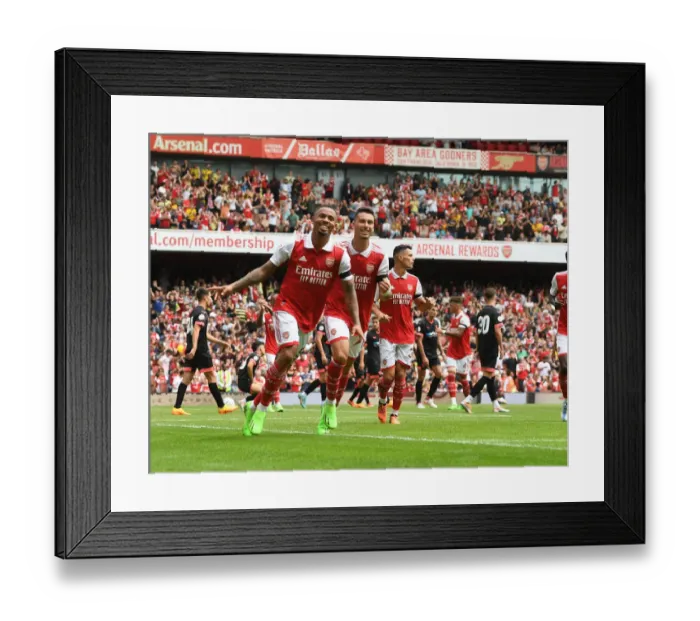 Framed Print : Five-Star Arsenal: Gabriel Jesus and Martinelli's Record-Breaking Five-Goal Blitz Against Sevilla in Emirates Cup 2022