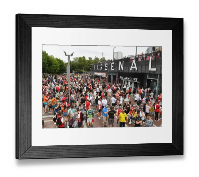 Framed Print : Throngs of Arsenal Fans Gathered Outside Emirates Stadium for the Arsenal vs Sevilla Pre-Season Clash, London 2022
