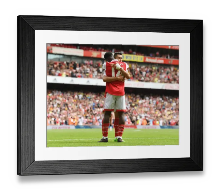 Framed Print : Arsenal's Eddie Nketiah and Gabriel Martinelli Celebrate Sixth Goal vs Sevilla in Emirates Cup 2022 Framed Print : Arsenal's Eddie Nketiah and Gabriel Martinelli Celebrate Sixth Goal vs Sevilla in Emirates Cup 2022