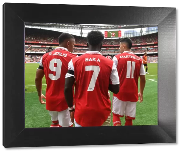 Arsenal's Jesus, Saka, and Martinelli in Action: Emirates Cup 2022