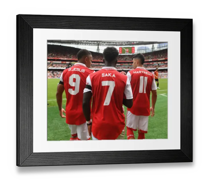 Framed Print : Arsenal's Jesus, Saka, and Martinelli in Action: Emirates Cup 2022