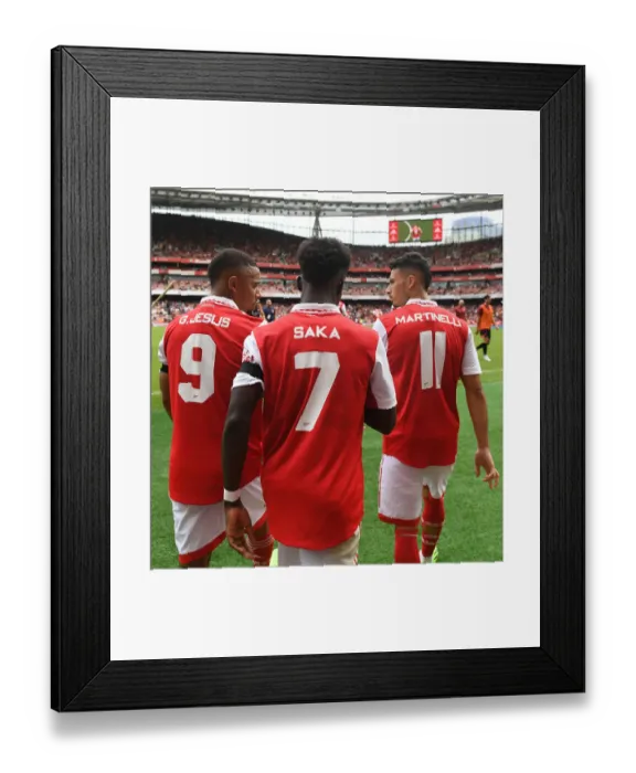 Framed Print : Arsenal's Jesus, Saka, and Martinelli in Action against Sevilla during Emirates Cup 2022 Framed Print : Arsenal's Jesus, Saka, and Martinelli in Action against Sevilla during Emirates Cup 2022