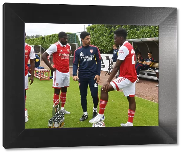 Arsenal Manager Mikel Arteta Strategizes with Players Ahead of Arsenal vs Ipswich Town (2022) Pre-Season Friendly