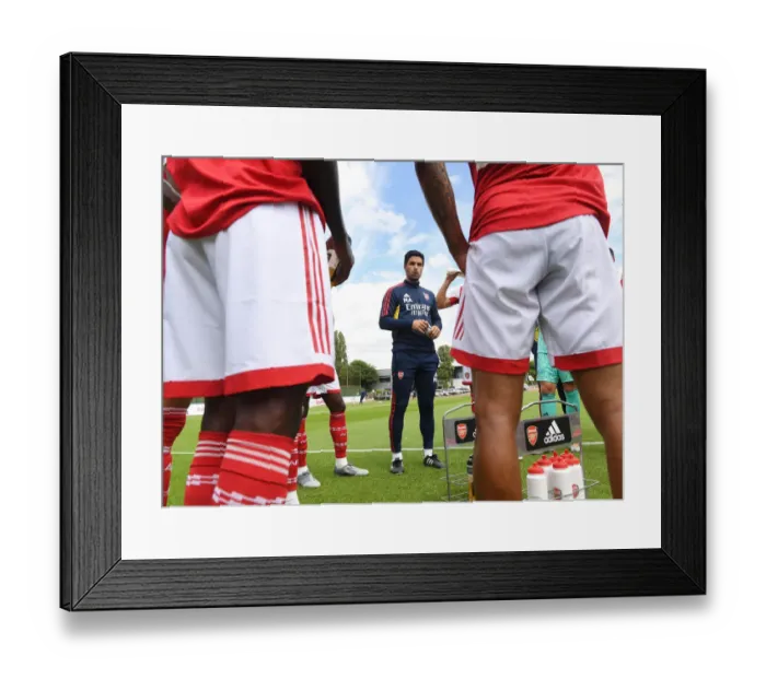 Framed Print : Arsenal Manager Mikel Arteta Addresses Team During Pre-Season Friendly Against Ipswich Town