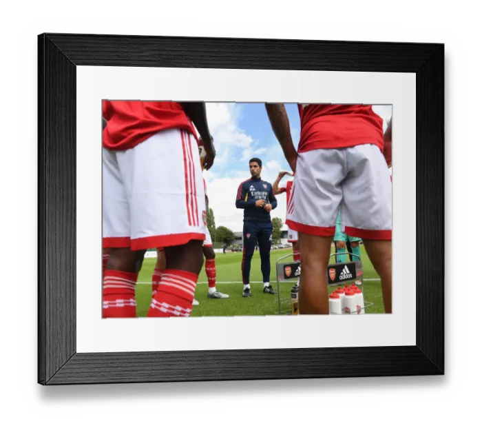Framed Print : Mikel Arteta Motivates Arsenal Team During Pre-Season Friendly Against Ipswich Town