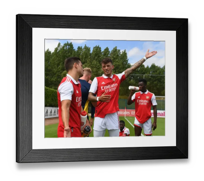 Framed Print : Arsenal FC: Cedric and Ben White in Action during Pre-Season Training vs Ipswich Town (2022-23)