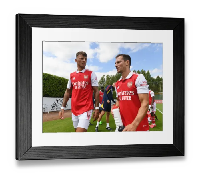 Framed Print : Arsenal FC: Ben White and Cedric Train Ahead of 2022-23 Season - Pre-Season Friendly vs Ipswich Town