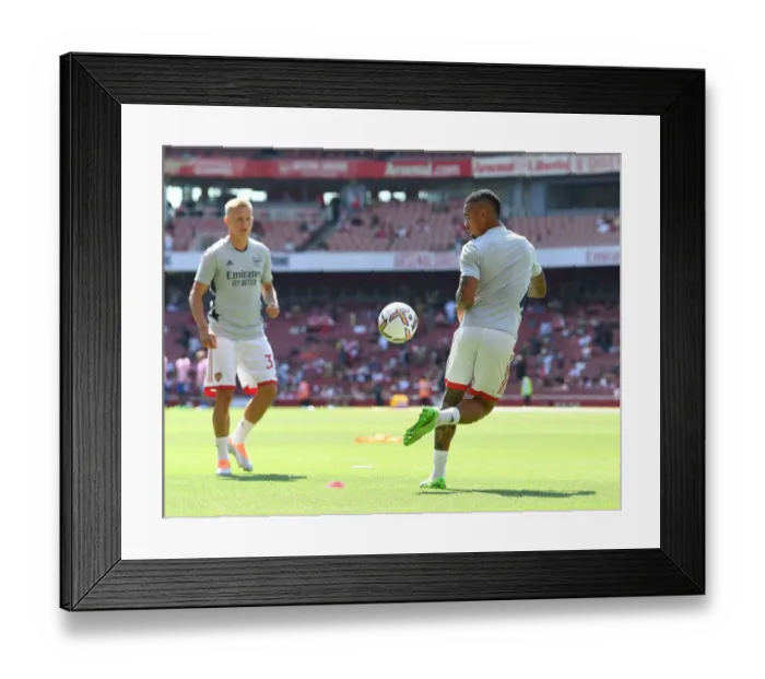 Framed Print : Gabriel Jesus: Arsenal Forward's Intense Warm-Up Ahead of Arsenal vs. Leicester City (2022-23)