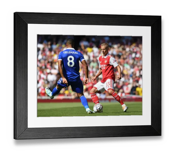 Framed Print : Arsenal vs Leicester City: Clash at Emirates Stadium - Zinchenko vs Tielemans