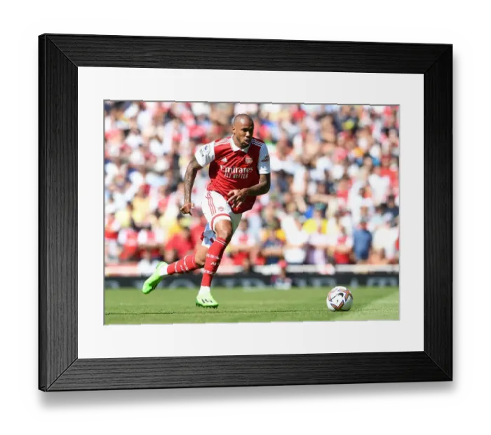 Framed Print : Gabriel Magalhaes in Action: Arsenal vs Leicester City, Premier League 2022-23 Framed Print : Gabriel Magalhaes in Action: Arsenal vs Leicester City, Premier League 2022-23
