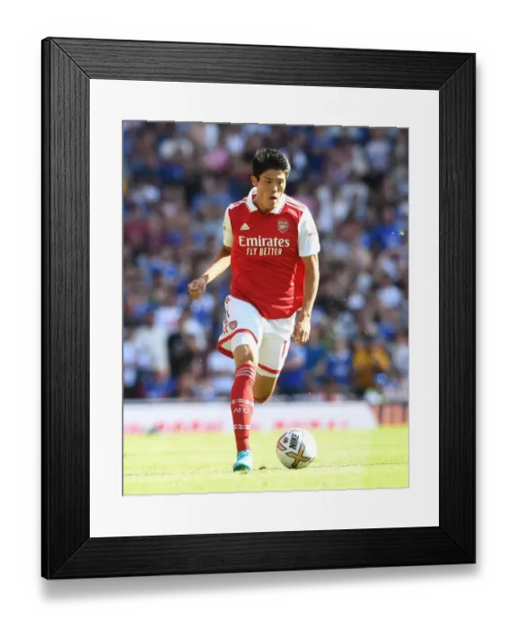 Framed Print : Arsenal's Tomiyasu Faces Leicester City in 2022-23 Premier League Clash