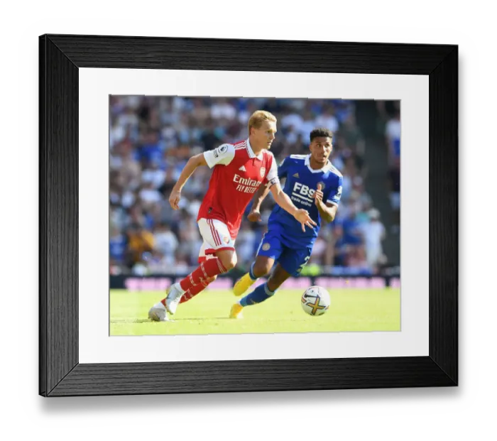 Framed Print : Martin Odegaard vs Leicester City: Arsenal's Midfield Showdown in 2022-23 Premier League Framed Print : Martin Odegaard vs Leicester City: Arsenal's Midfield Showdown in 2022-23 Premier League