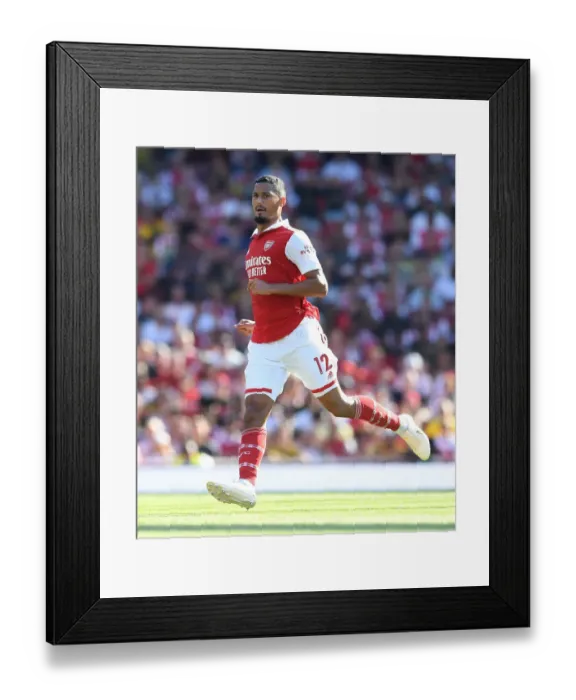 Framed Print : Arsenal vs Leicester City: William Saliba in Action - Premier League 2022-23