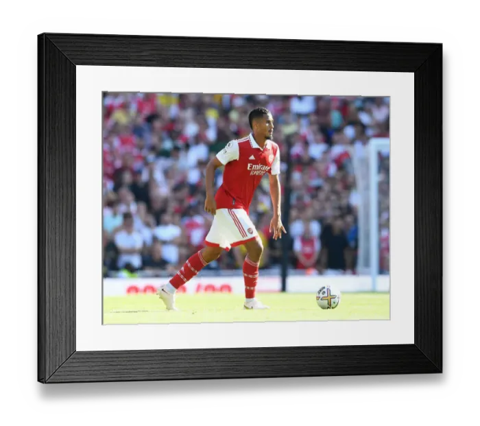 Framed Print : William Saliba: Arsenal's Defensive Star Shines in Premier League Debut vs Leicester City