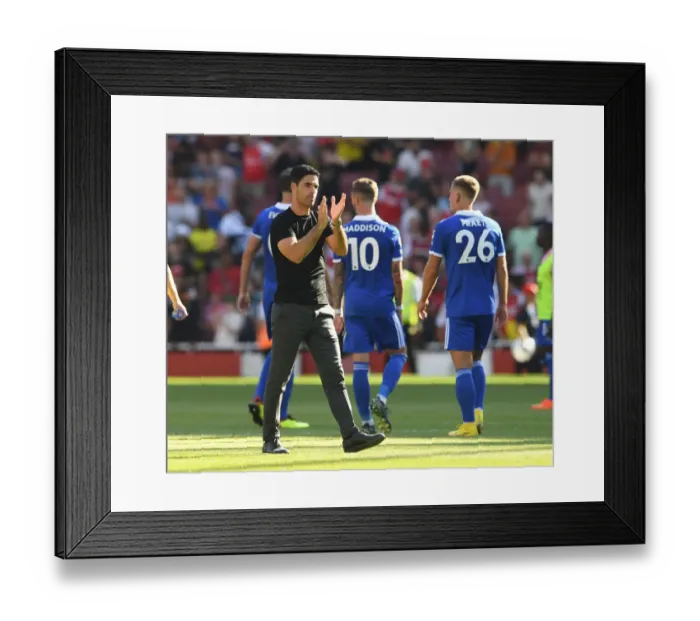 Framed Print : Arsenal Manager Mikel Arteta Celebrates with Fans after Arsenal vs Leicester City Match, 2022-23 Premier League Framed Print : Arsenal Manager Mikel Arteta Celebrates with Fans after Arsenal vs Leicester City Match, 2022-23 Premier League