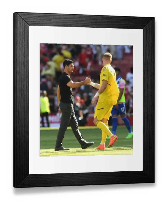 Framed Print : Arsenal's Mikel Arteta Greets Aaron Ramsdale After Arsenal v Leicester City Match, 2022-23 Premier League Framed Print : Arsenal's Mikel Arteta Greets Aaron Ramsdale After Arsenal v Leicester City Match, 2022-23 Premier League