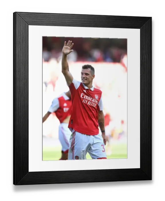 Framed Print : Granit Xhaka's Emotional Family Reunion: Arsenal's Victory Over Leicester City (2022-23) Framed Print : Granit Xhaka's Emotional Family Reunion: Arsenal's Victory Over Leicester City (2022-23)