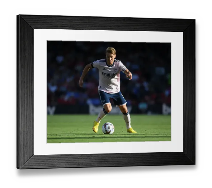 Framed Print : Martin Odegaard: Arsenal's Midfield Maestro Dazzles in Premier League Opener vs. AFC Bournemouth
