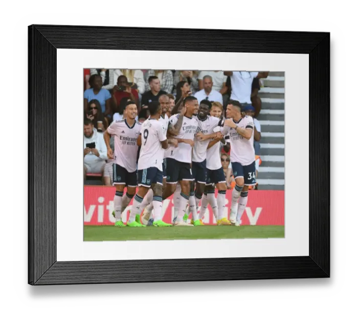 Framed Print : Arsenal's Unforgettable Comeback: Saliba, Xhaka, Odegaard, Partey, Martinelli, Jesus, and White Celebrate Dramatic Victory over Bournemouth (2022-23) Framed Print : Arsenal's Unforgettable Comeback: Saliba, Xhaka, Odegaard, Partey, Martinelli, Jesus, and White Celebrate Dramatic Victory over Bournemouth (2022-23)