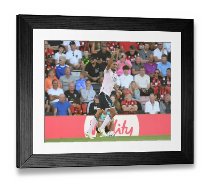 Framed Print : Arsenal's William Saliba Scores Third Goal in AFC Bournemouth Victory, 2022-23 Premier League Framed Print : Arsenal's William Saliba Scores Third Goal in AFC Bournemouth Victory, 2022-23 Premier League
