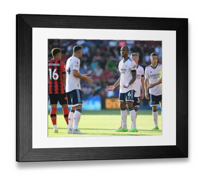 Framed Print : Arsenal Rivals Xhaka and Gabriel Clash in Intense 2022-23 Premier League Showdown Against AFC Bournemouth