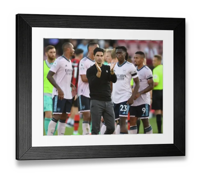Framed Print : Arsenal Manager Mikel Arteta Applauding Fans after AFC Bournemouth vs Arsenal FC Premier League Match (2022-23)