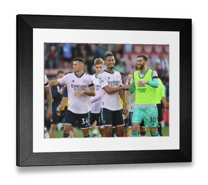 Framed Print : Arsenal's Winning Duo: Saliba and Turner Celebrate Premier League Victory at AFC Bournemouth (2022-23) Framed Print : Arsenal's Winning Duo: Saliba and Turner Celebrate Premier League Victory at AFC Bournemouth (2022-23)