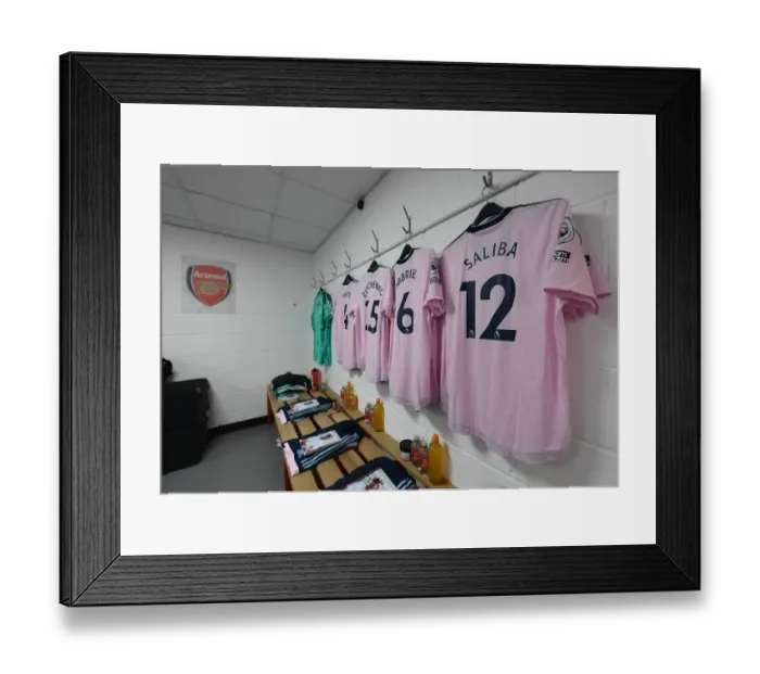 Framed Print : Arsenal's Saliba Jersey in AFC Bournemouth Changing Room - Premier League 2022-23