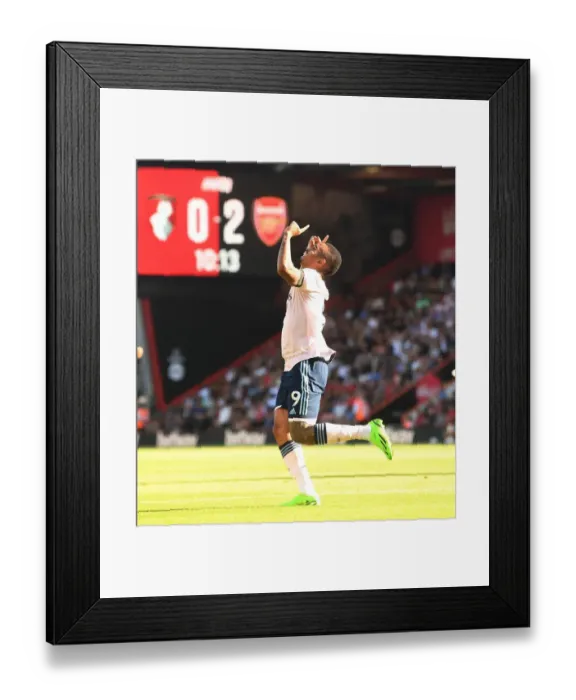 Framed Print : Gabriel Jesus Celebrates Martin Odegaard's Goal: Arsenal's Victory at AFC Bournemouth (2022-23)
